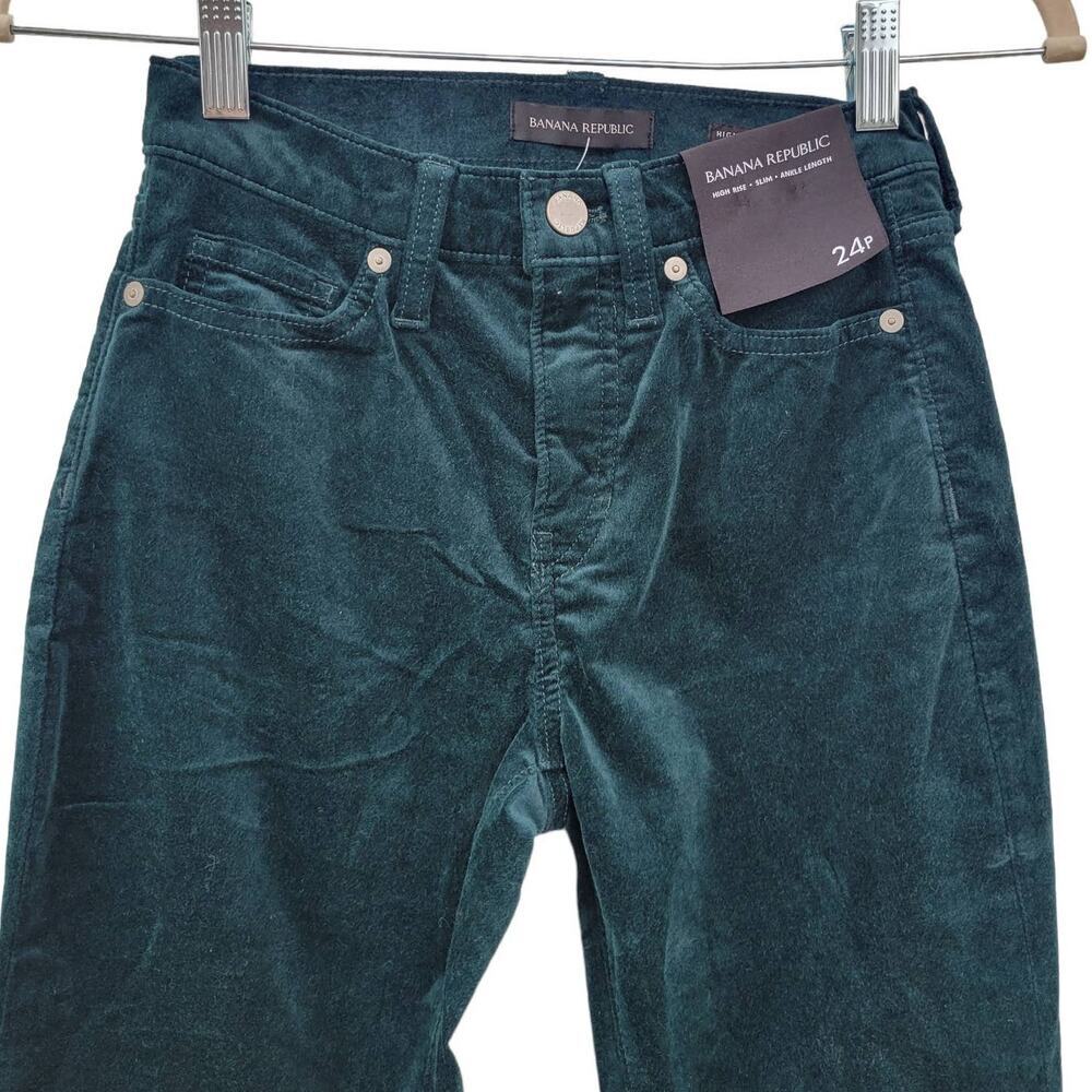 Banana Republic High Rise Slim Velvet Galactic Green Ankle Jean Sz 24P NWT - Picture 4 of 7